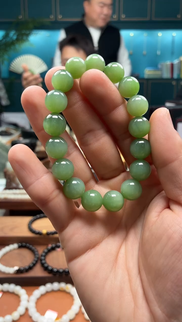 未镶嵌手串和田玉碧玉12圆