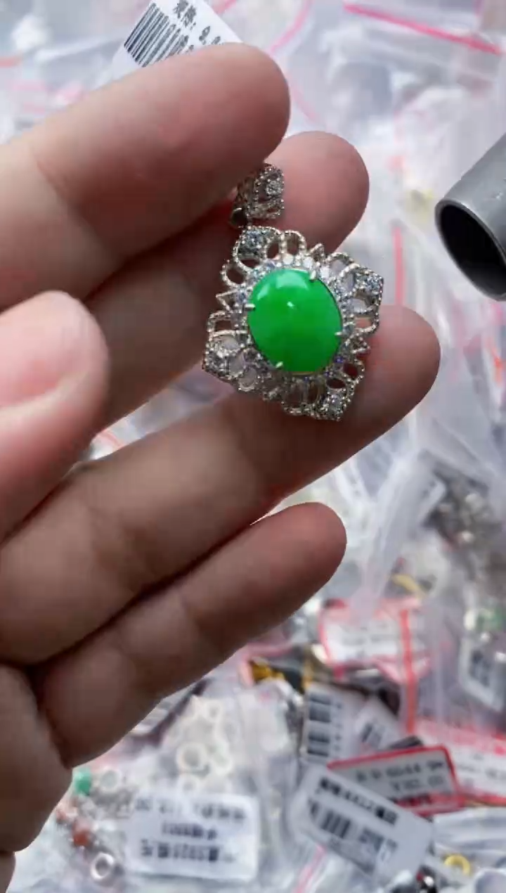 翡翠银S925镶嵌戒指33333---5