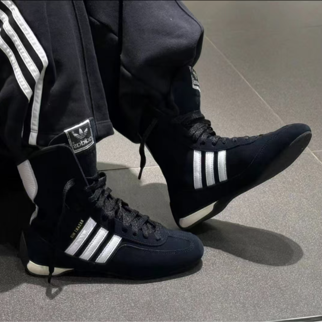 Adidas三叶草RASANT经典赛车文化jennie拳击鞋高帮T头鞋JH6665