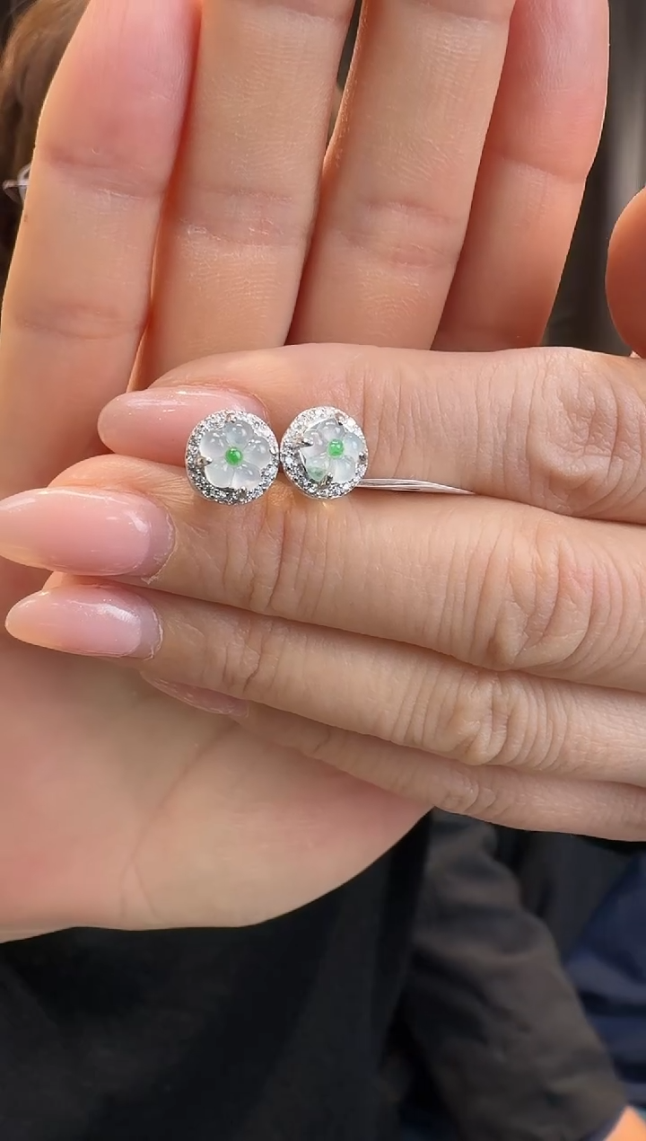 【闪购商品】翡翠耳钉银S925镶嵌耳钉