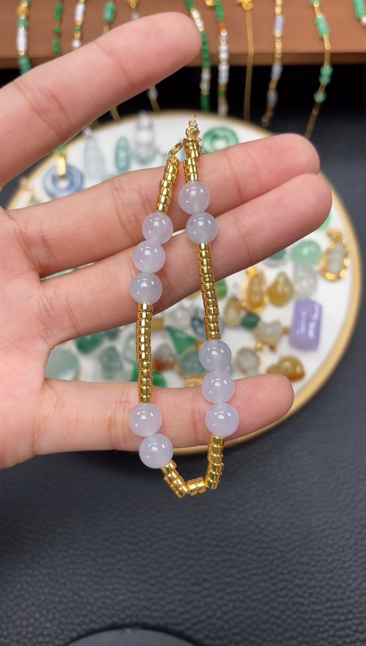 【闪购商品】翡翠套链18K金镶嵌一个  JK352