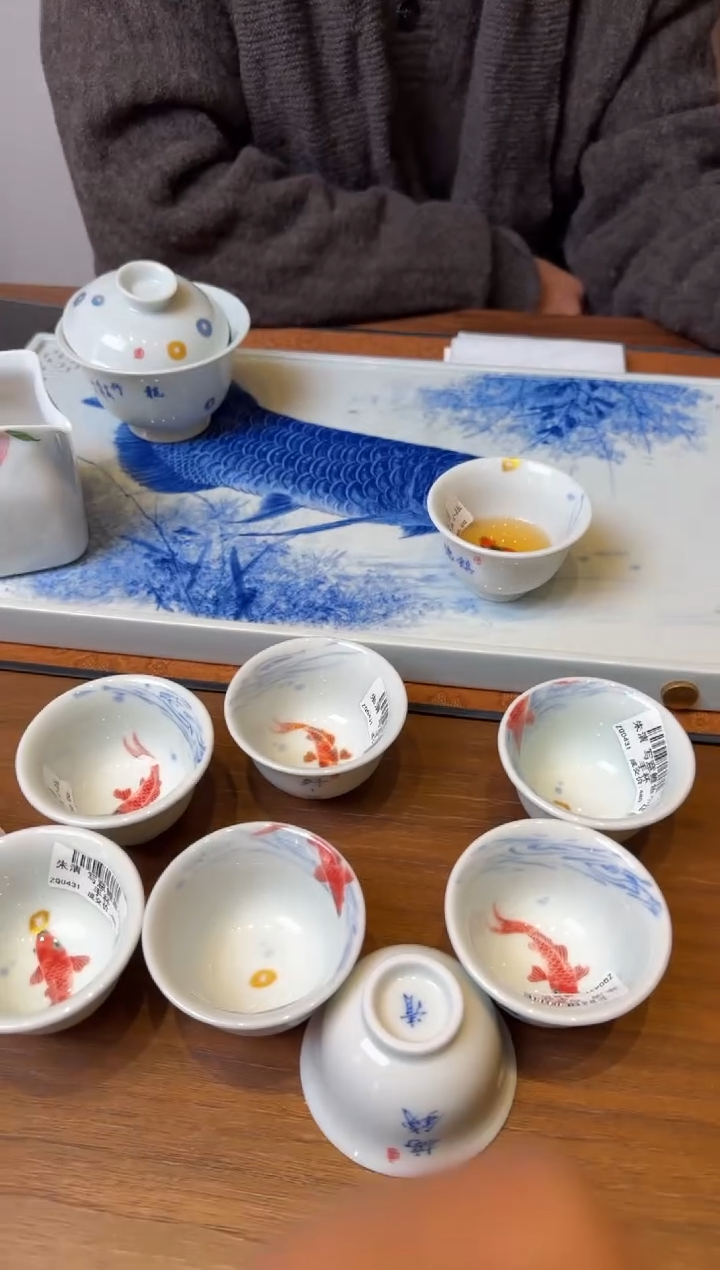 朱清 写意鲤鱼小压手杯