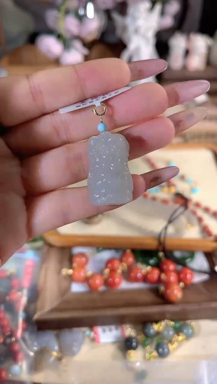 吊坠(不含链)银S925镶嵌和田玉多样性发其一孤品默认微瑕