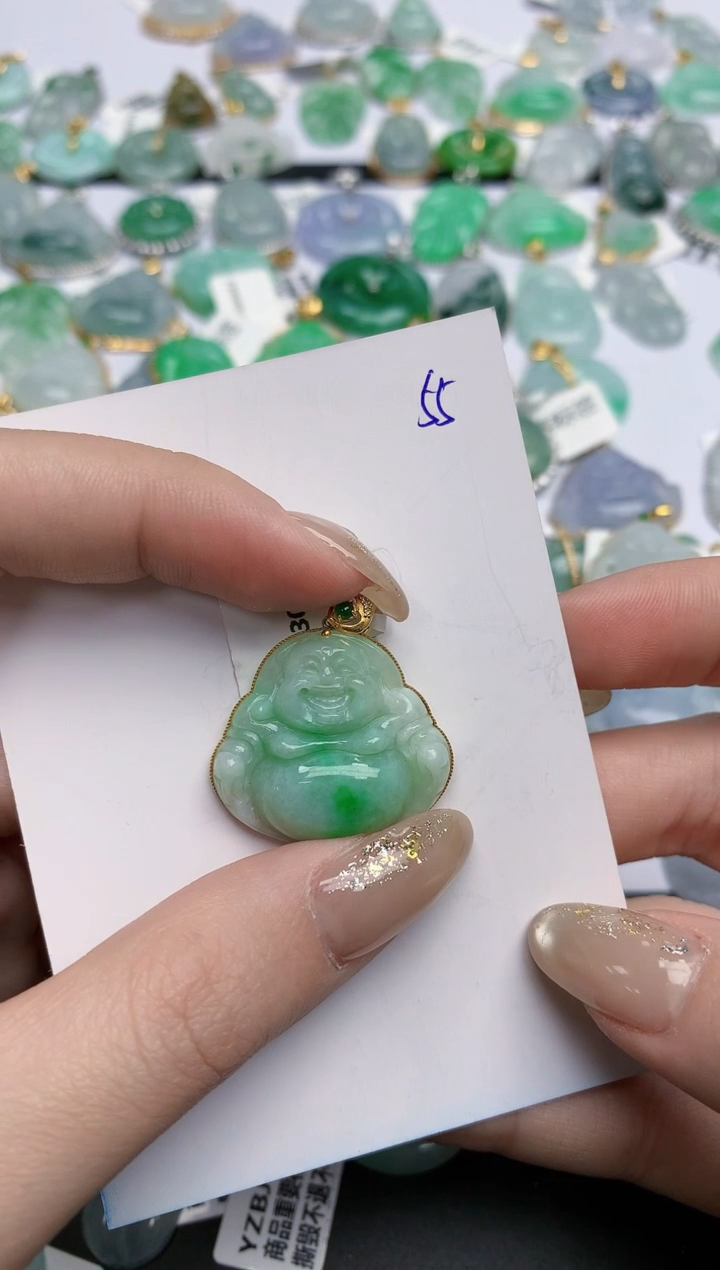 【闪购商品】翡翠颈饰18K金镶嵌天然缅甸翡翠A货