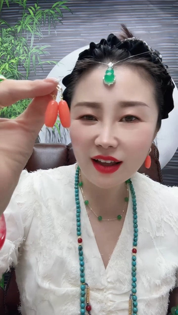 高货三文鱼色耳坠
