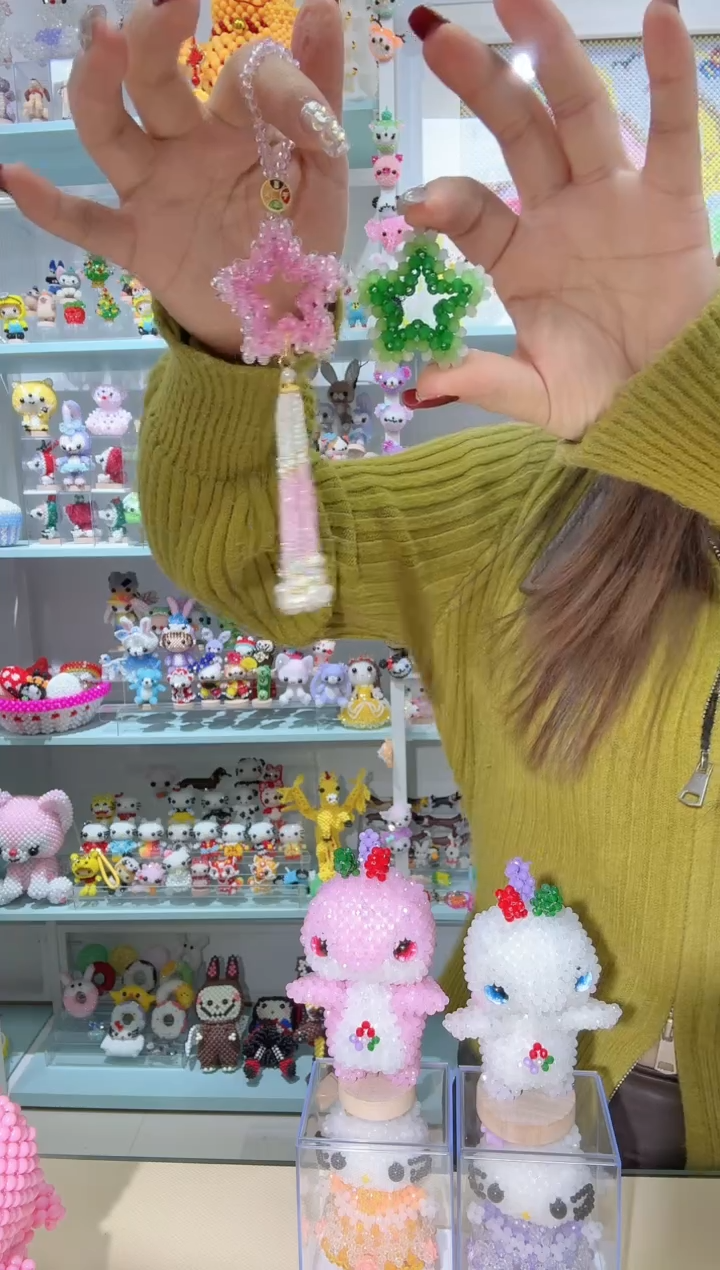 玻璃2514卡4水晶幸运星挂件材料包1套绿色