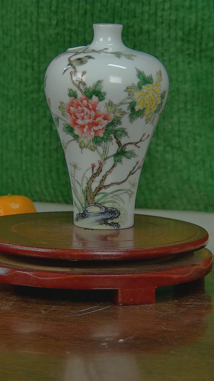 【闪购商品】016景德镇民间艺人粉彩花卉赏瓶