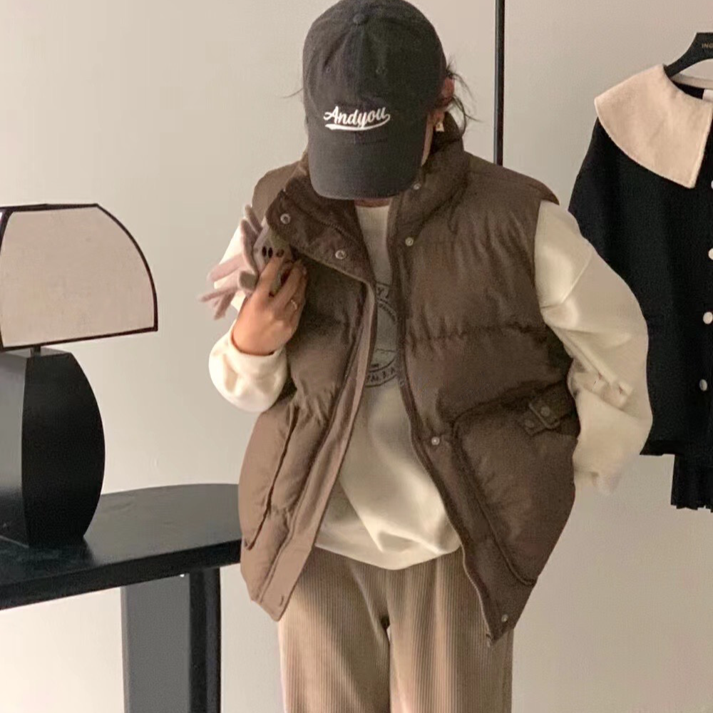 高品质韩版加厚立领坎肩棉服外套8822（腰带可拆卸）