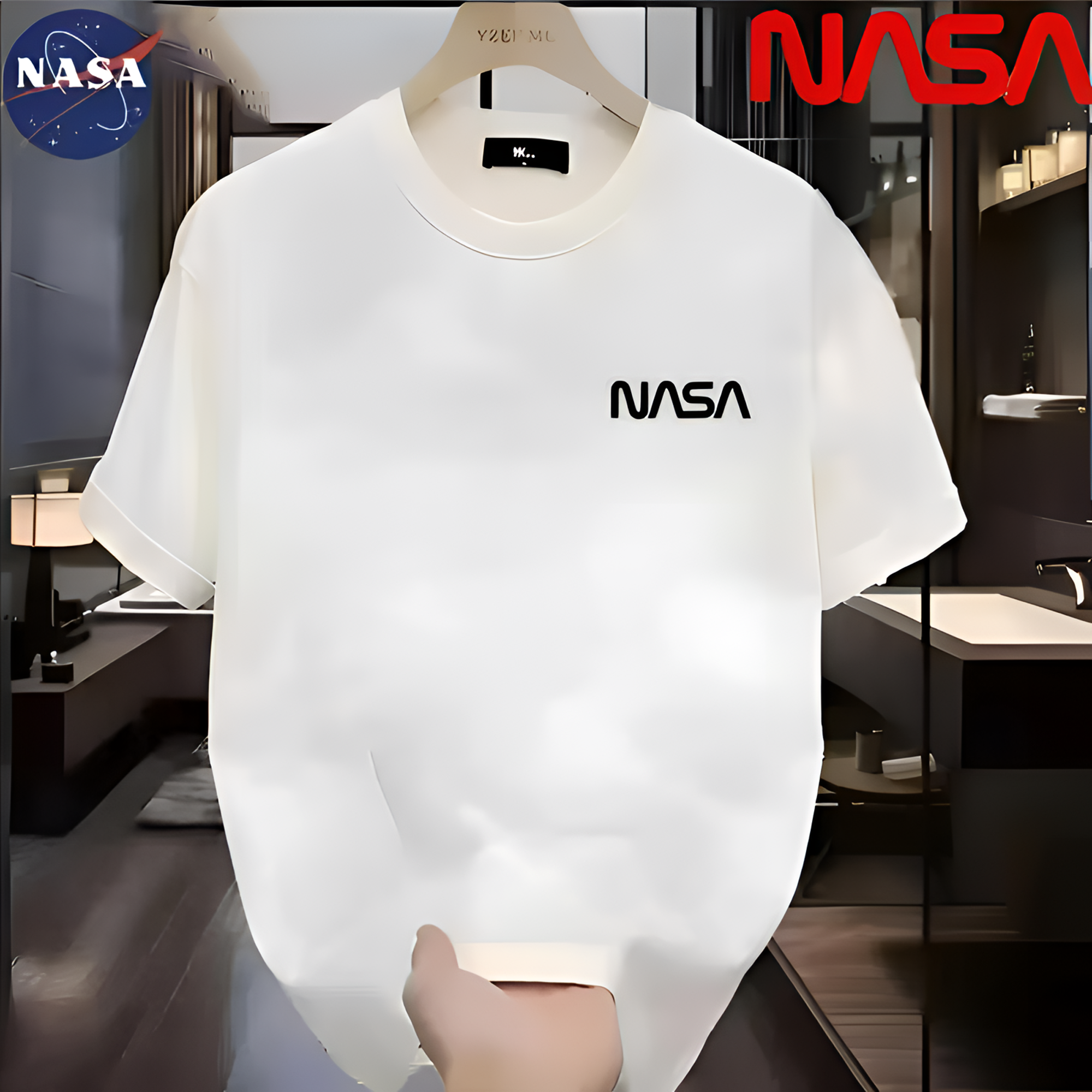 NASA联名纯棉夏季圆领短袖T恤微宽松时尚男女同款休闲百搭01
