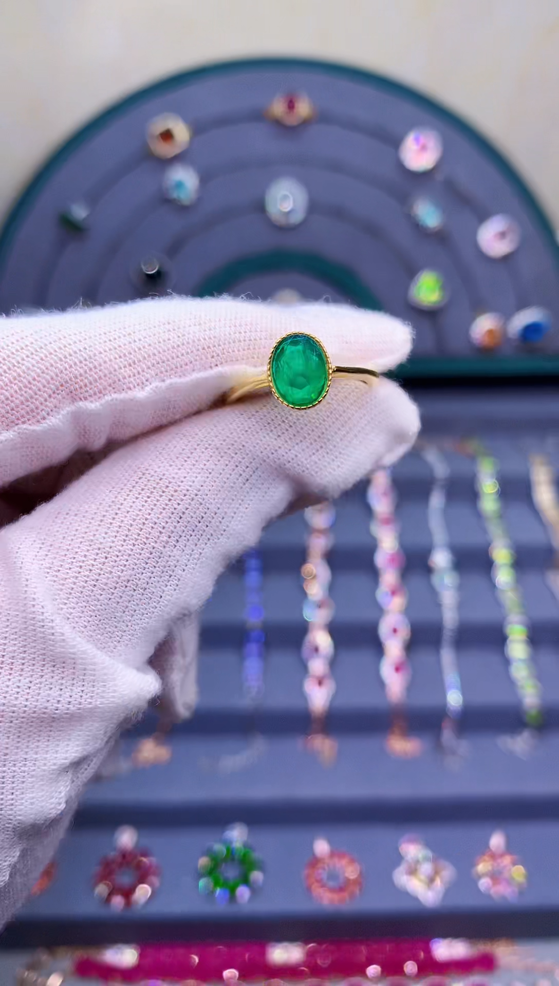 【闪购商品】祖母绿戒指银S925镶嵌5