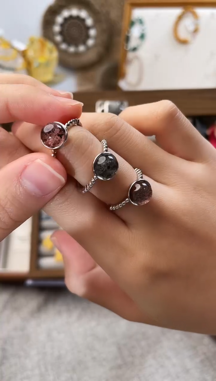 银S925镶嵌戒指水晶幽灵戒指（多样性发一）