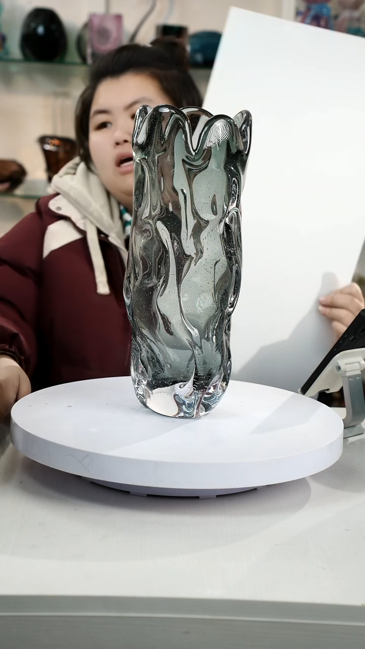 【闪购商品】琉璃【弘扬】高37轻奢琉璃花器正常手工痕迹