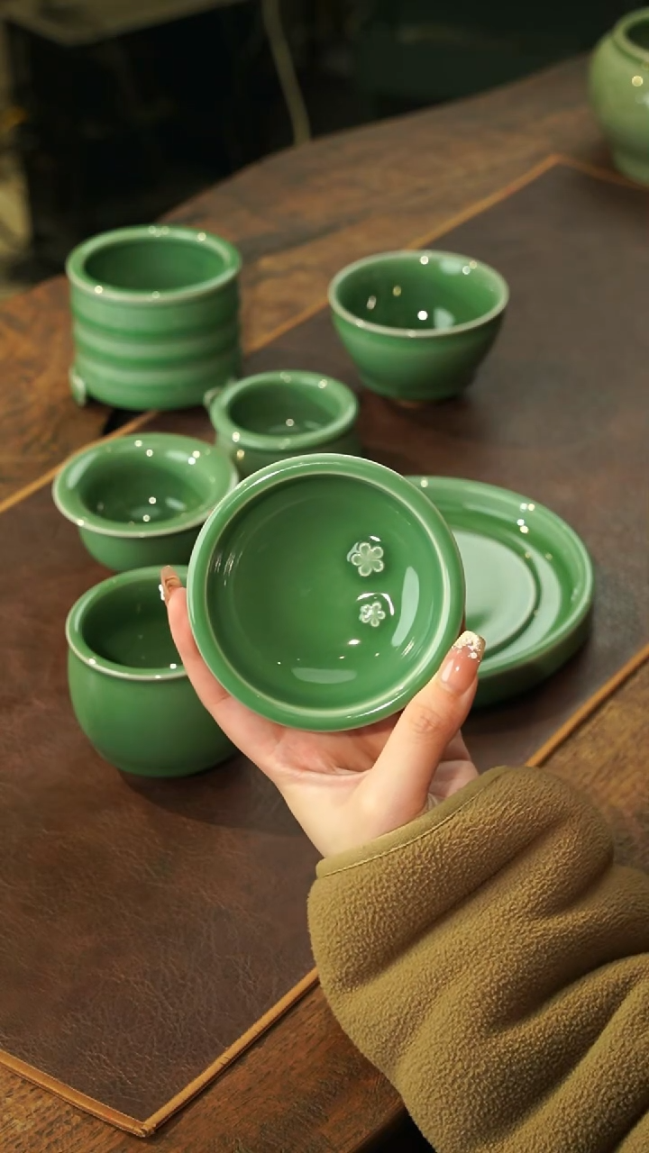 【闪购商品】瓷片陈蓉蓉 梅子青 普洱杯