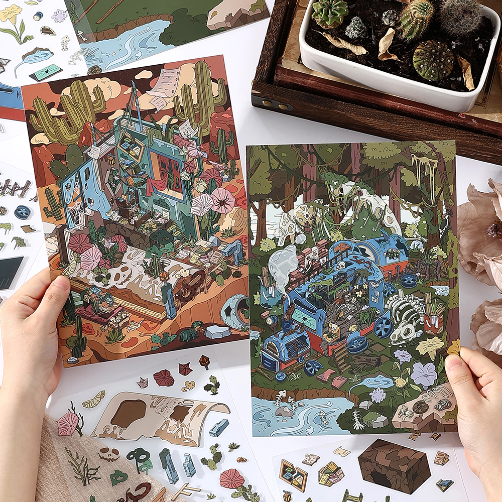 今日营业中15.0超大尺寸造景贴纸微缩场景森林手工diy解压贴画