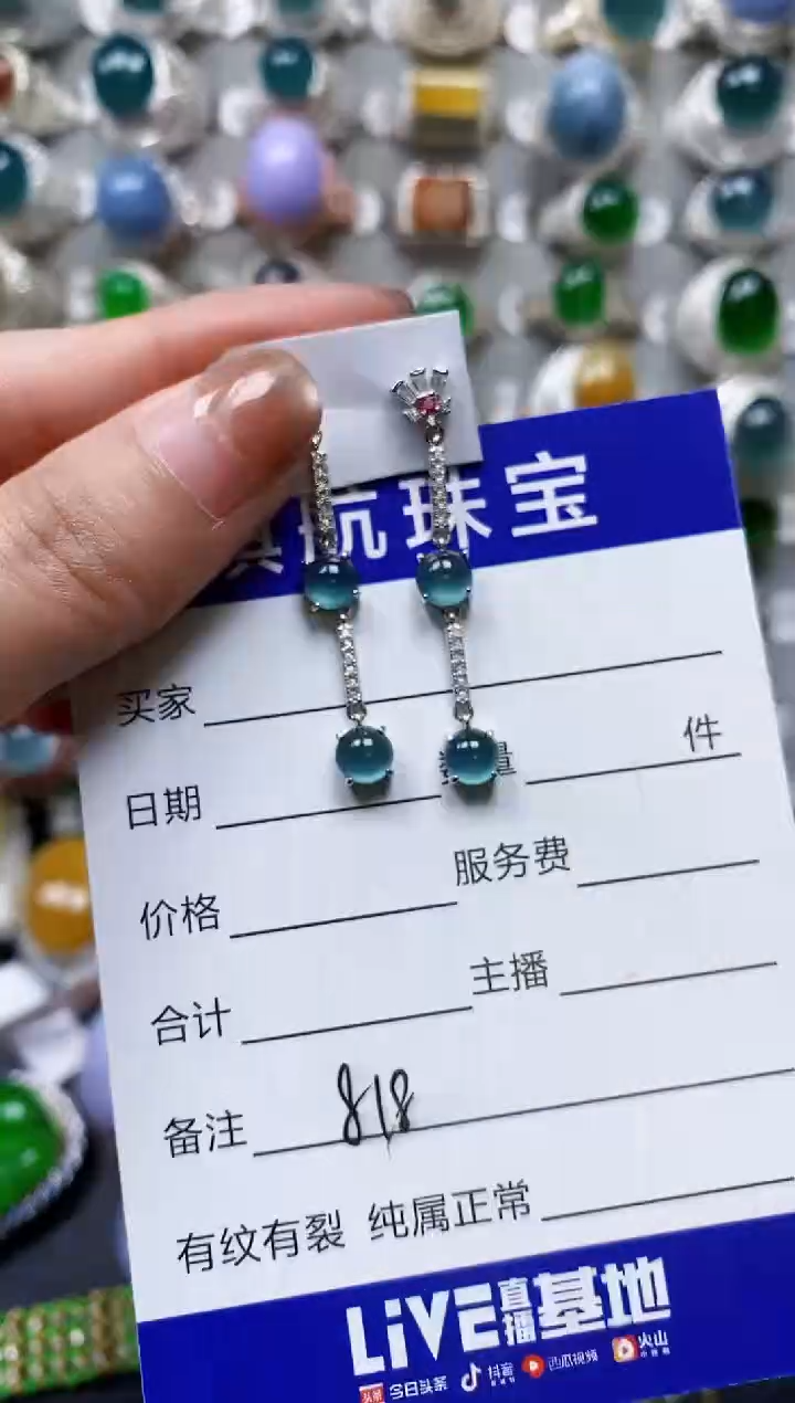 【闪购商品】翡翠耳饰银S925镶嵌0818