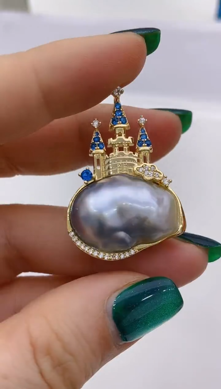 【闪购商品】海水珍珠吊坠银S925镶嵌28