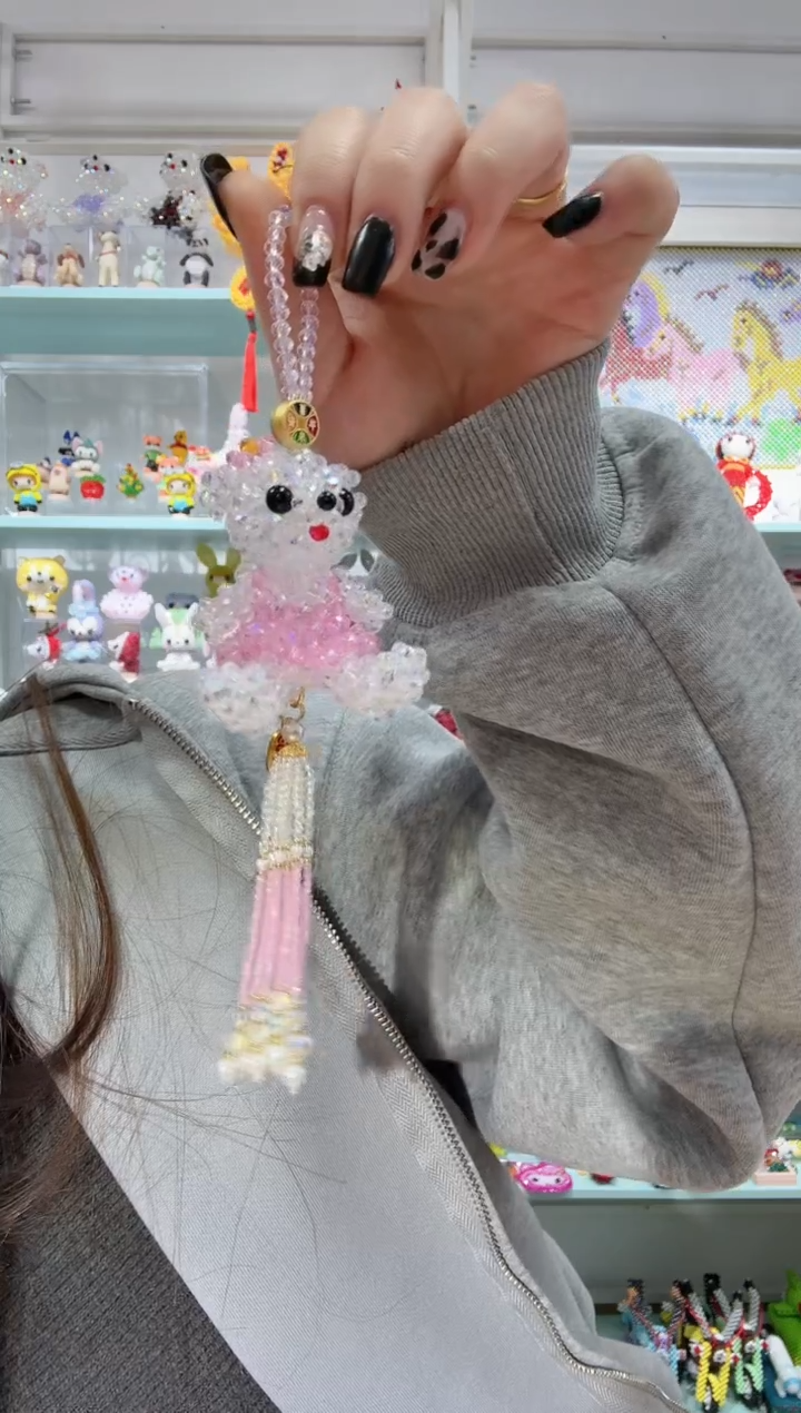 玻璃2525卡4水晶泰迪熊流苏款材料