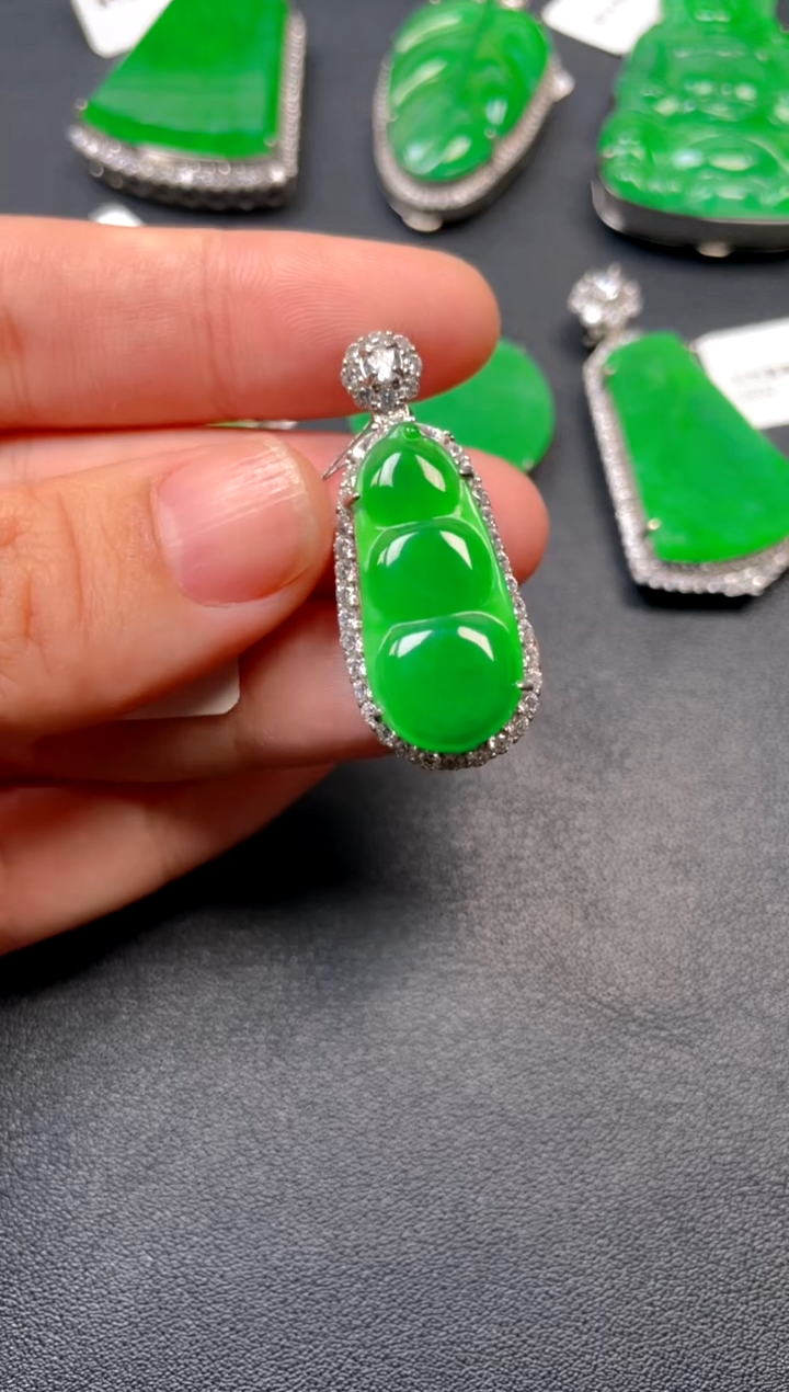 吊坠(不含链)银S925镶嵌翡翠dz1