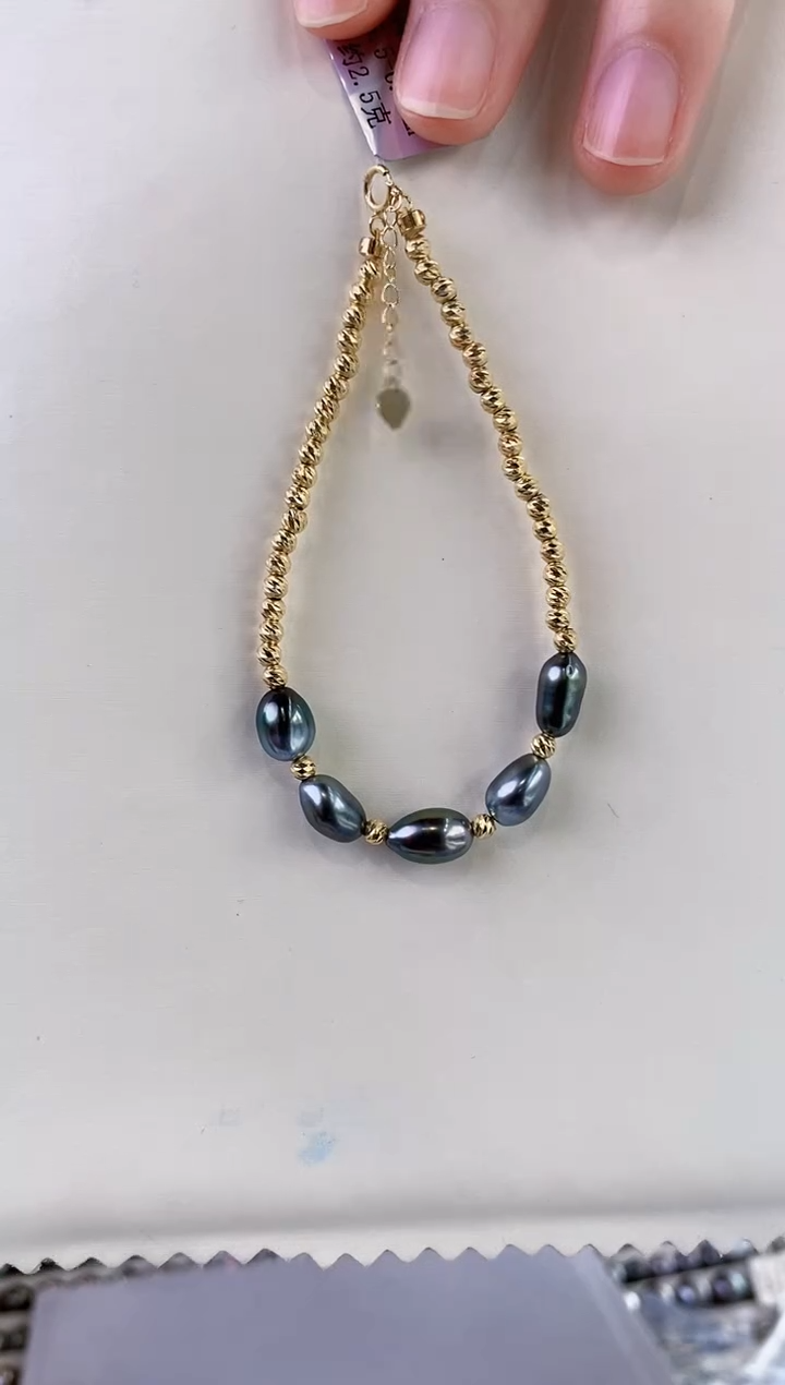 【闪购商品】海水珍珠手链18K金镶嵌keshi海水珍珠手链