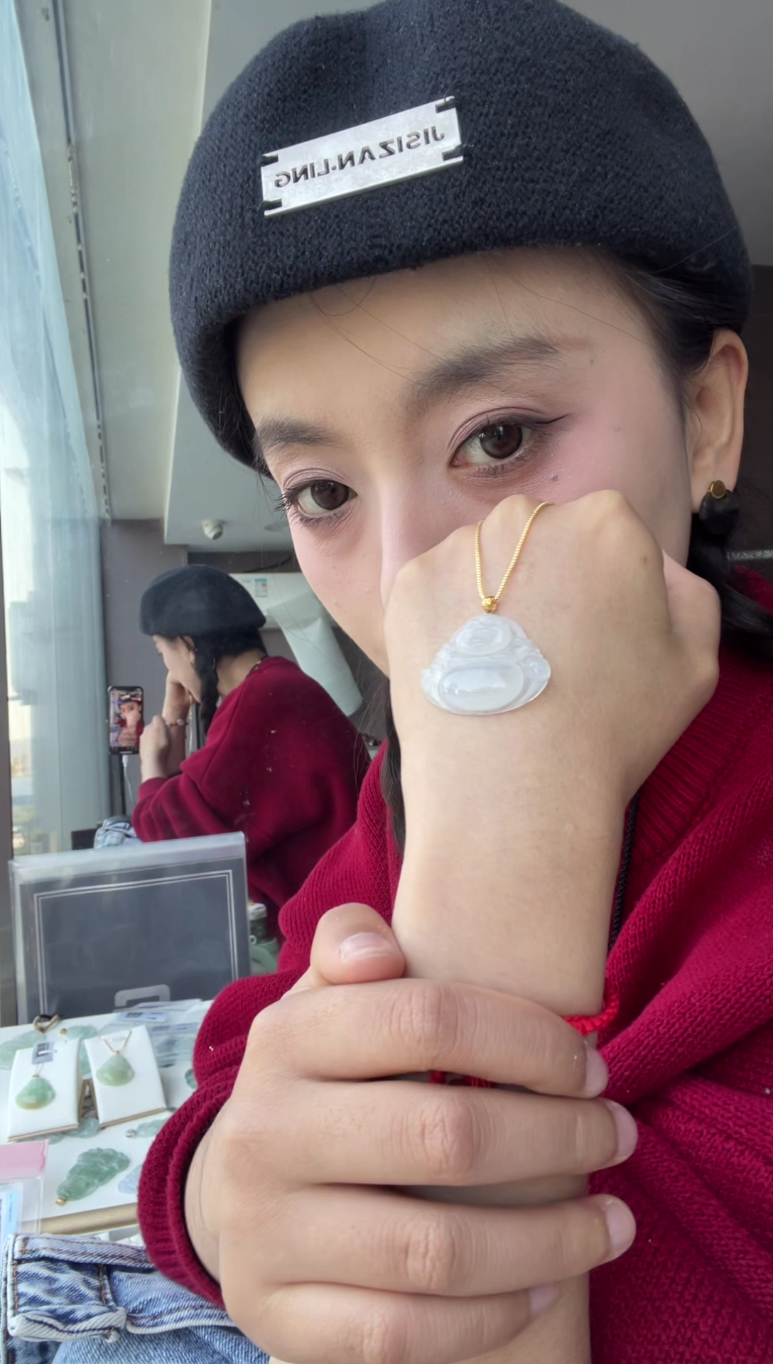 吊坠(不含链)18K金镶嵌翡翠天然缅甸A货翡翠