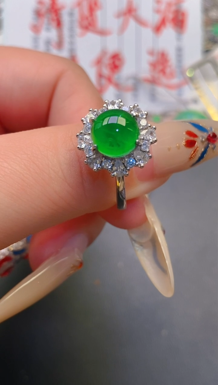 【闪购商品】翡翠耳饰银S925镶嵌天然A货翡翠1