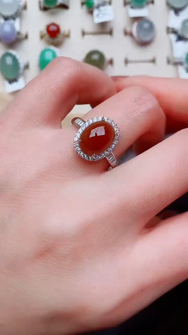 银S925镶嵌戒指翡翠...