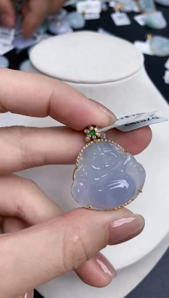 【闪购商品】翡翠颈饰18K金镶嵌天然缅甸翡翠A货