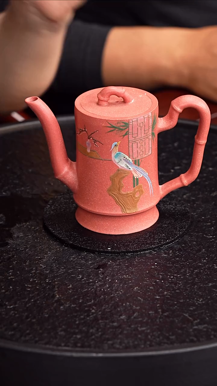 茶壶紫砂御煌窑  紫砂壶58 洑东白泥胭脂红柴烧 240毫升