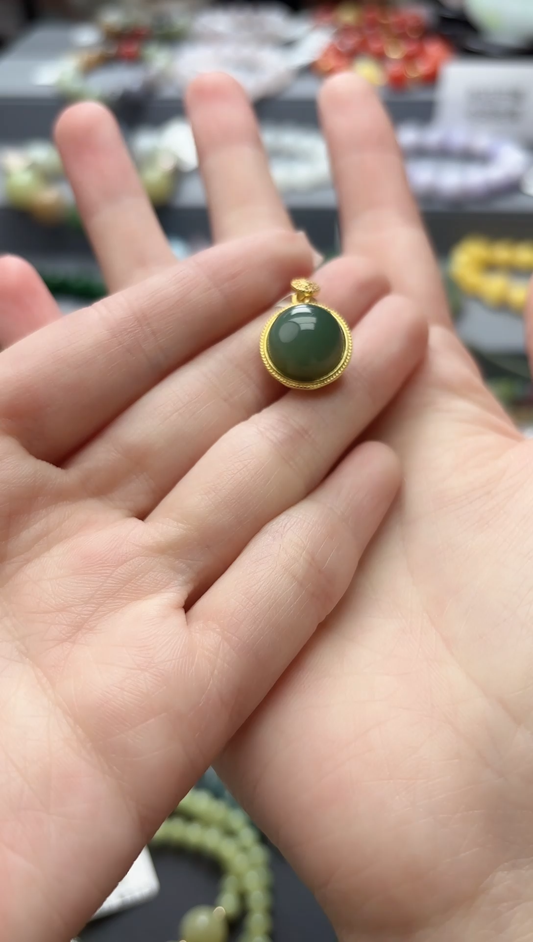 颈饰银S925镶嵌和田玉S925银天然和田玉吊坠