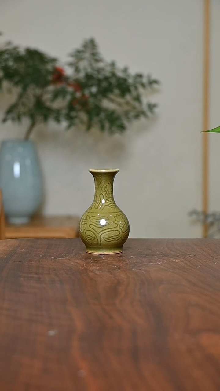 鹅颈瓶 矿石釉 微瑕 无款