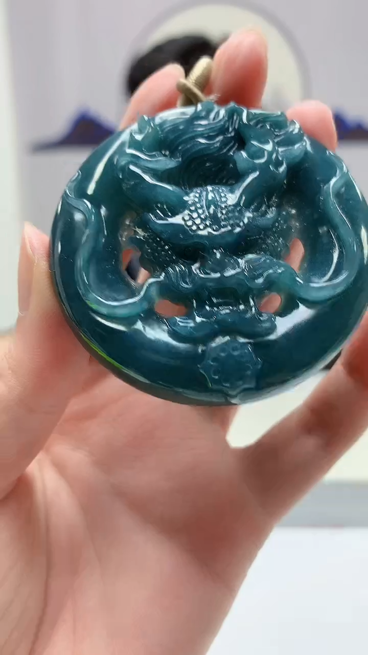 【闪购商品】定制翡翠未镶嵌4917zm-毛货挂件龙牌66