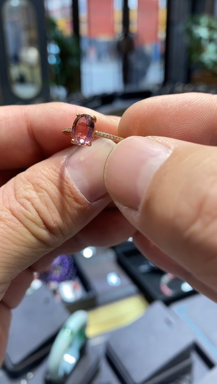 【闪购商品】碧玺戒指18K金镶嵌实体亏米福利