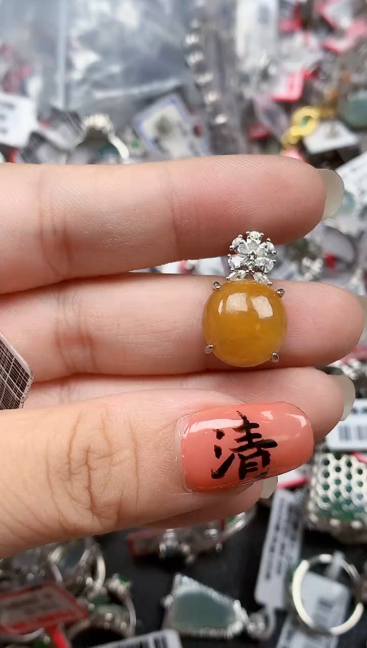 银S925镶嵌戒指翡翠天然A货缅甸翡翠