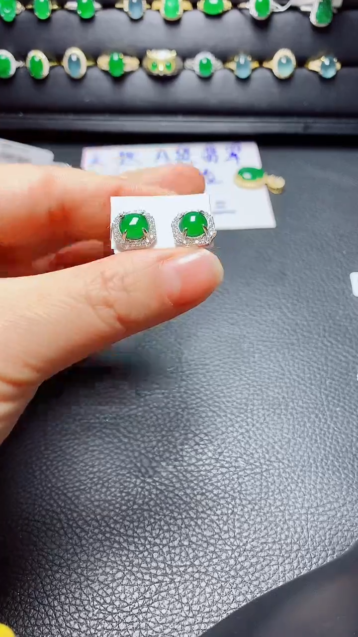 银S925镶嵌戒指翡翠天然翡翠A货s925银镶