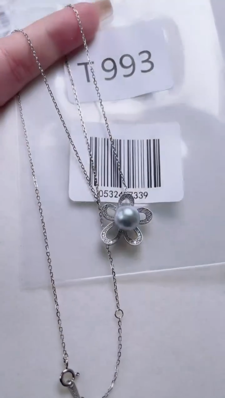 银S925镶嵌海水珍珠套链T993