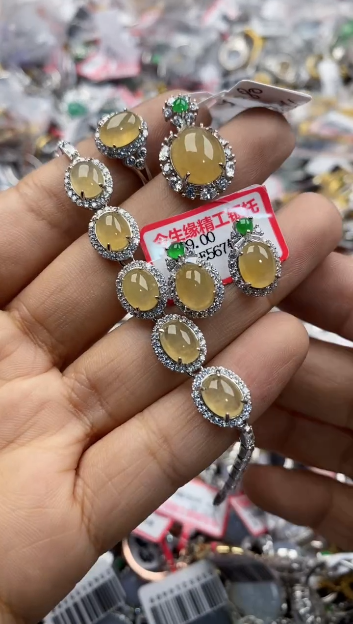 银S925镶嵌戒指翡翠151515-----10