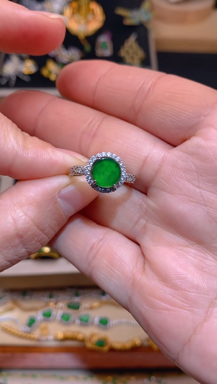 【闪购商品】翡翠戒指银S925镶嵌无事牌戒指