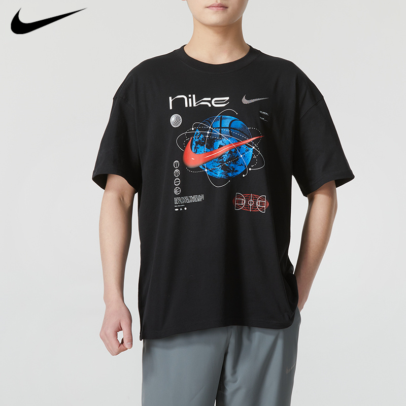 【精选】Nike耐克短袖男装2024夏季新款 透气半袖黑色运动服圆领T恤