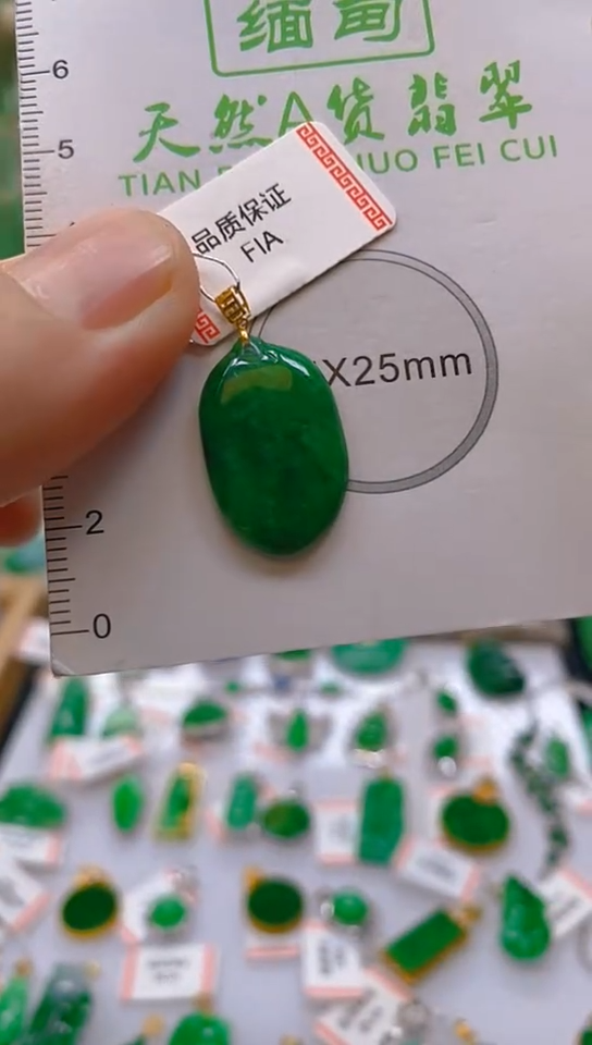 【闪购商品】翡翠颈饰18K金镶嵌天然翡翠A货，支持复检