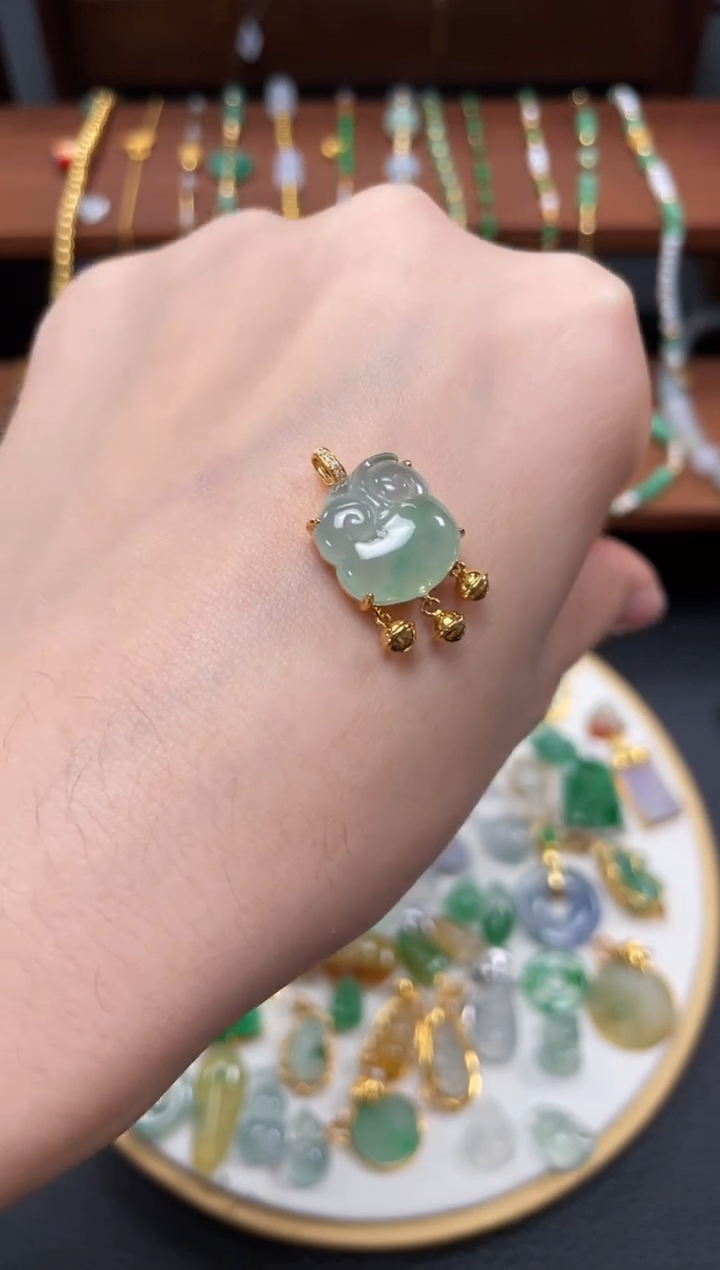 【闪购商品】翡翠吊坠(不含链)18K金镶嵌一个  JK723