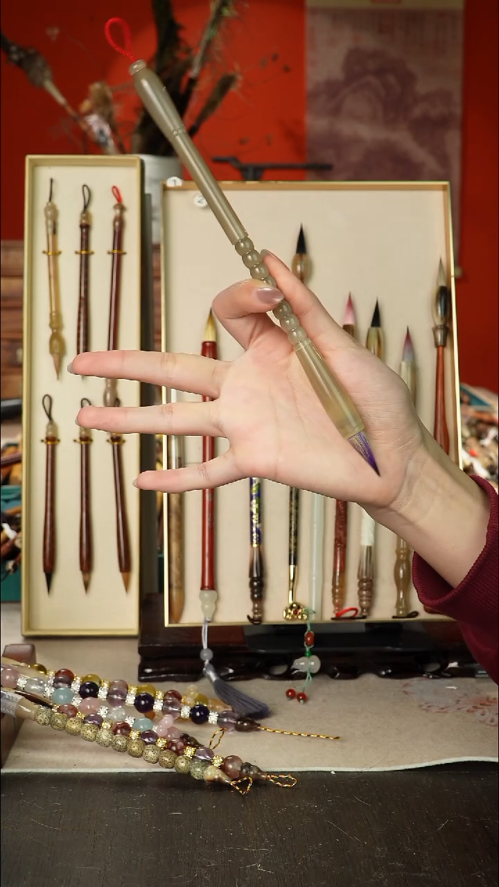 99号闪孤品高货毛笔链接 清水试笔 蘸墨不退