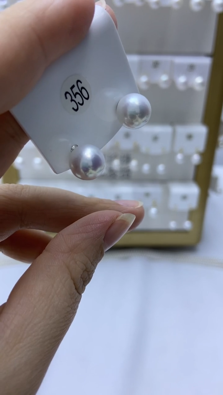 银S925镶嵌耳饰淡水珍珠356