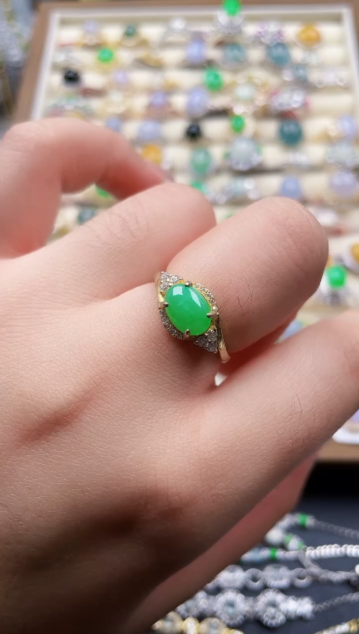 银S925镶嵌戒指翡翠132