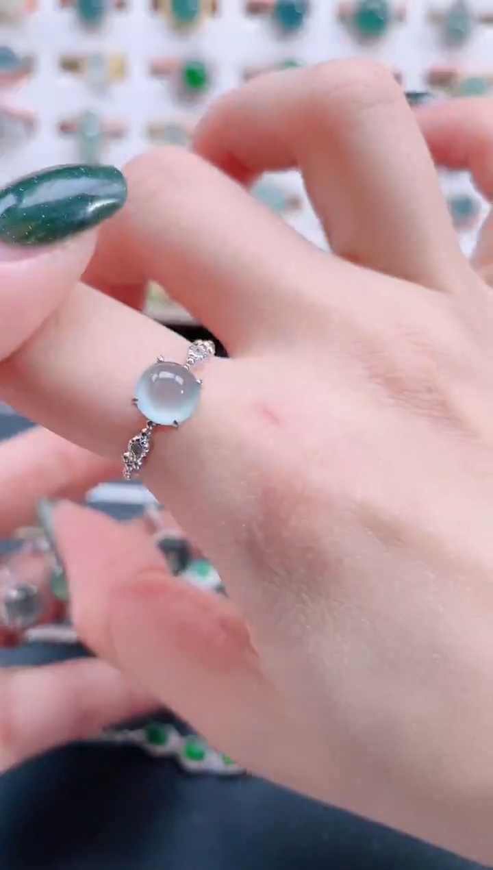 银S925镶嵌戒指翡翠天然翡翠