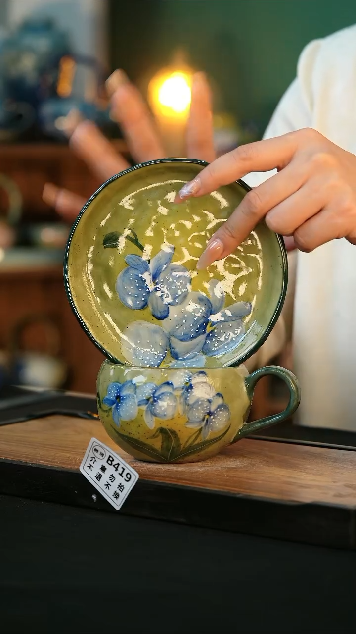 杯手绘心瓷陶瓷浮力微瑕