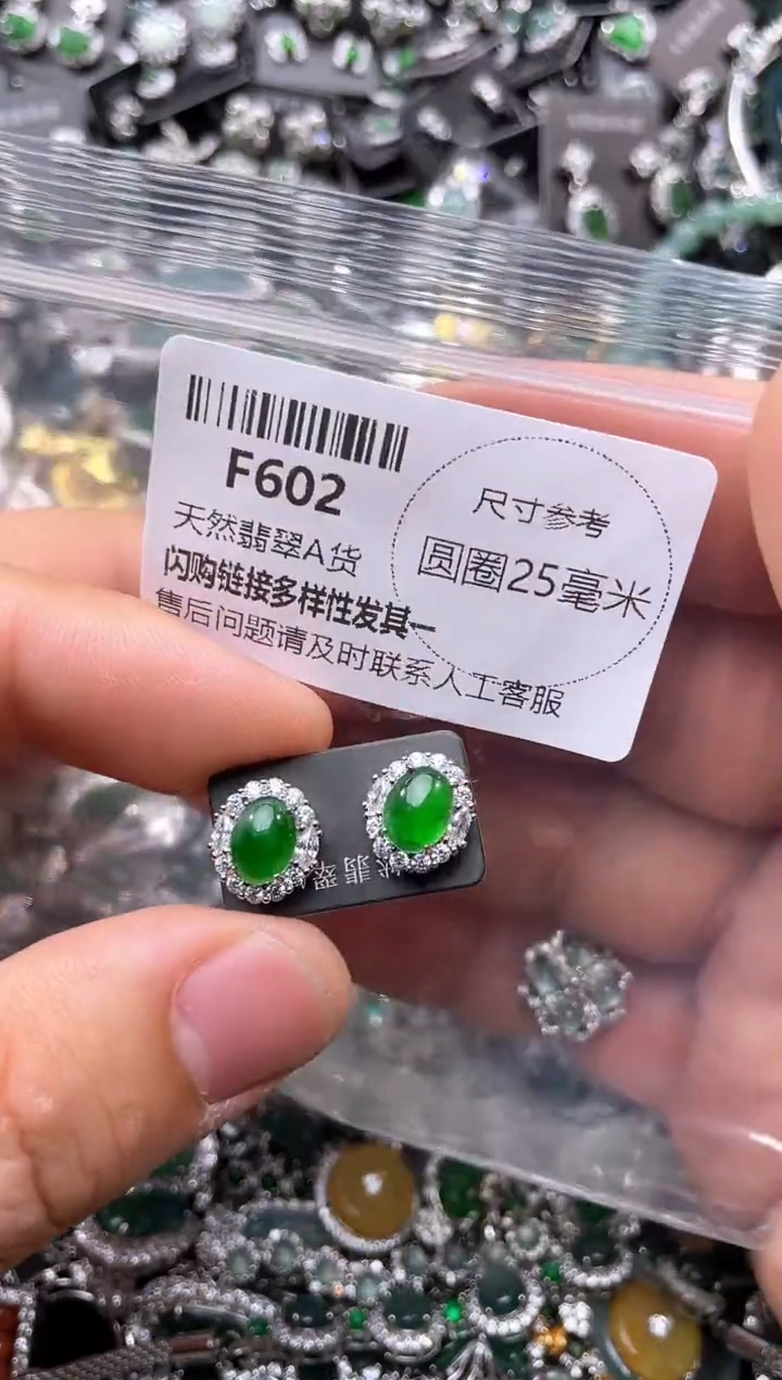 翡翠未镶嵌颈饰F602耳钉