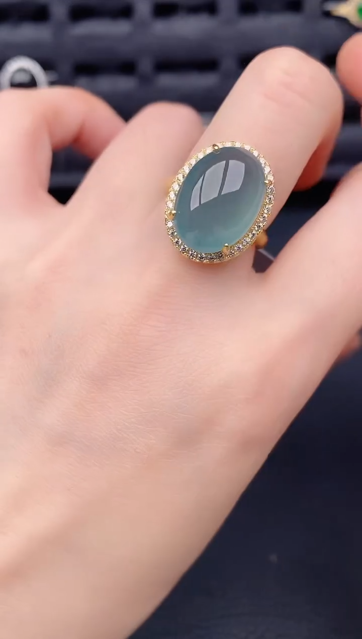 银S925镶嵌戒指翡翠天然a货翡翠251