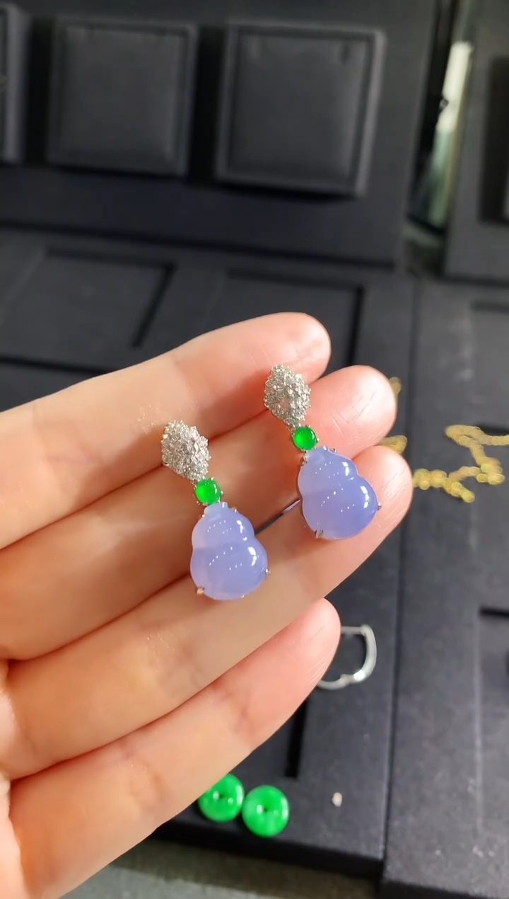 【闪购商品】翡翠耳饰18K金镶嵌耳饰