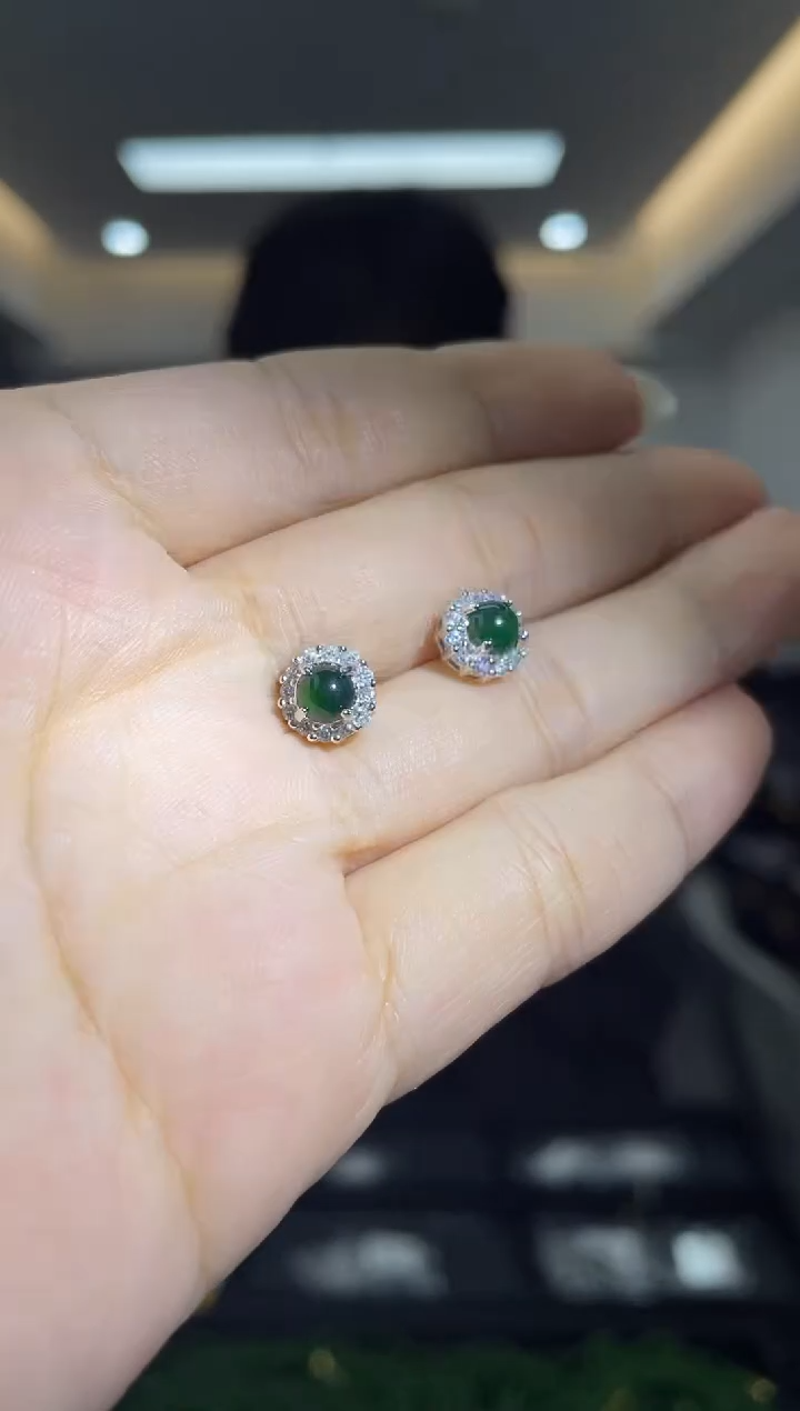 【闪购商品】翡翠耳饰银S925镶嵌多样性一件发货