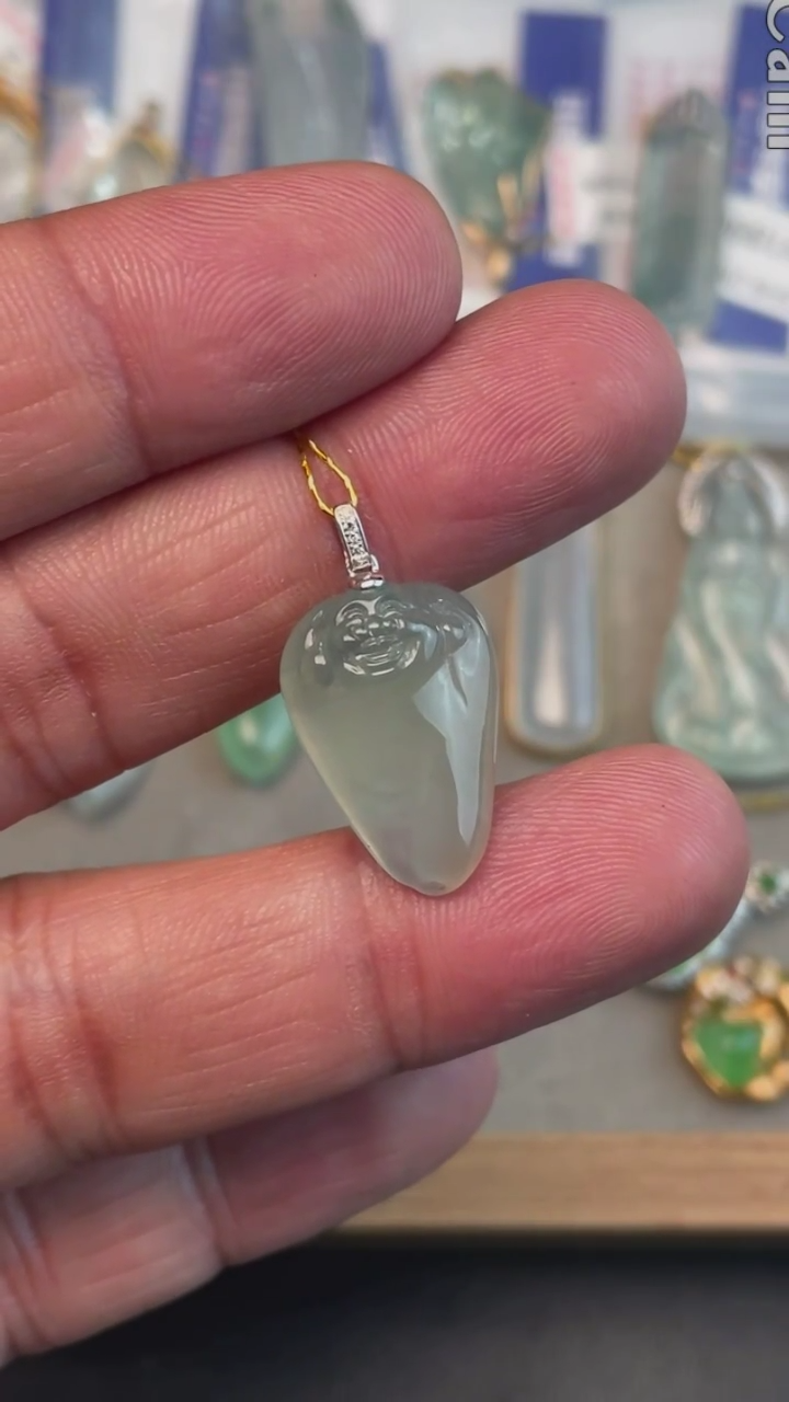 【闪购商品】翡翠吊坠(不含链)18K金镶嵌天然缅甸翡翠A货